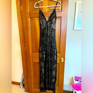Black Sequin Evening Gown